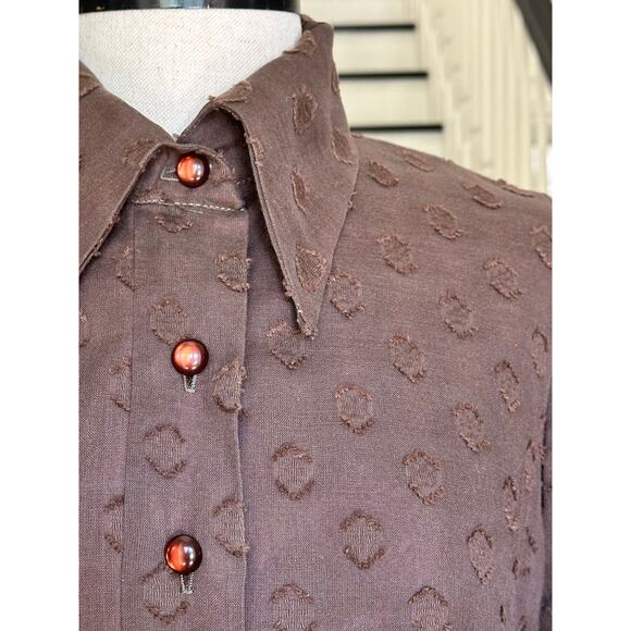 Vintage 60s Brown Voile Pleated Dress Mod Groovy Indie Alternative Punk Festival - Picture 12 of 14